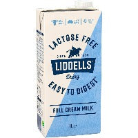 Liddells Full Cream Milk Lactose Free 1L