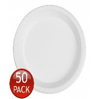 Plastic Plates  Round Snack Size 180mm 50pk White