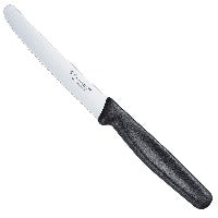 Victorinox Steak & Tomato Knife 11cm Round Tip Wavy Edge Black