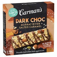 Carmans Dark Choc Murray River Salted Caramel Nut Bars 6pk