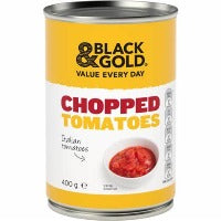 Black & Gold Chopped Tomatoes 400g