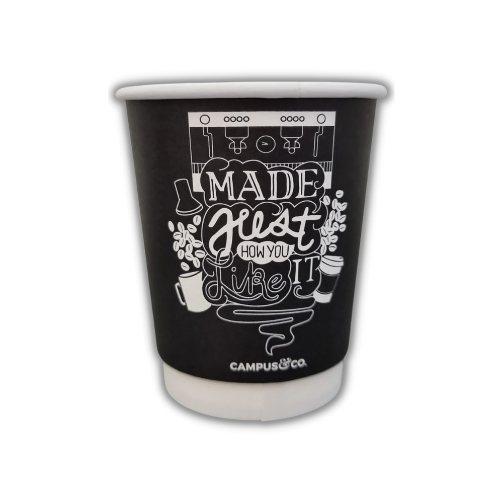 Campus&Co Disposable Coffee Cup Like It Design On Black 8oz 25pk