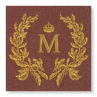 Manor Road Laurel Wreath Red Gold Napkins - Cocktail