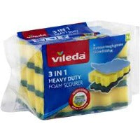 Vileda Heavy Duty Sponge Scourer 3 pack