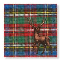 Stag on Tartan Napkins - Luncheon